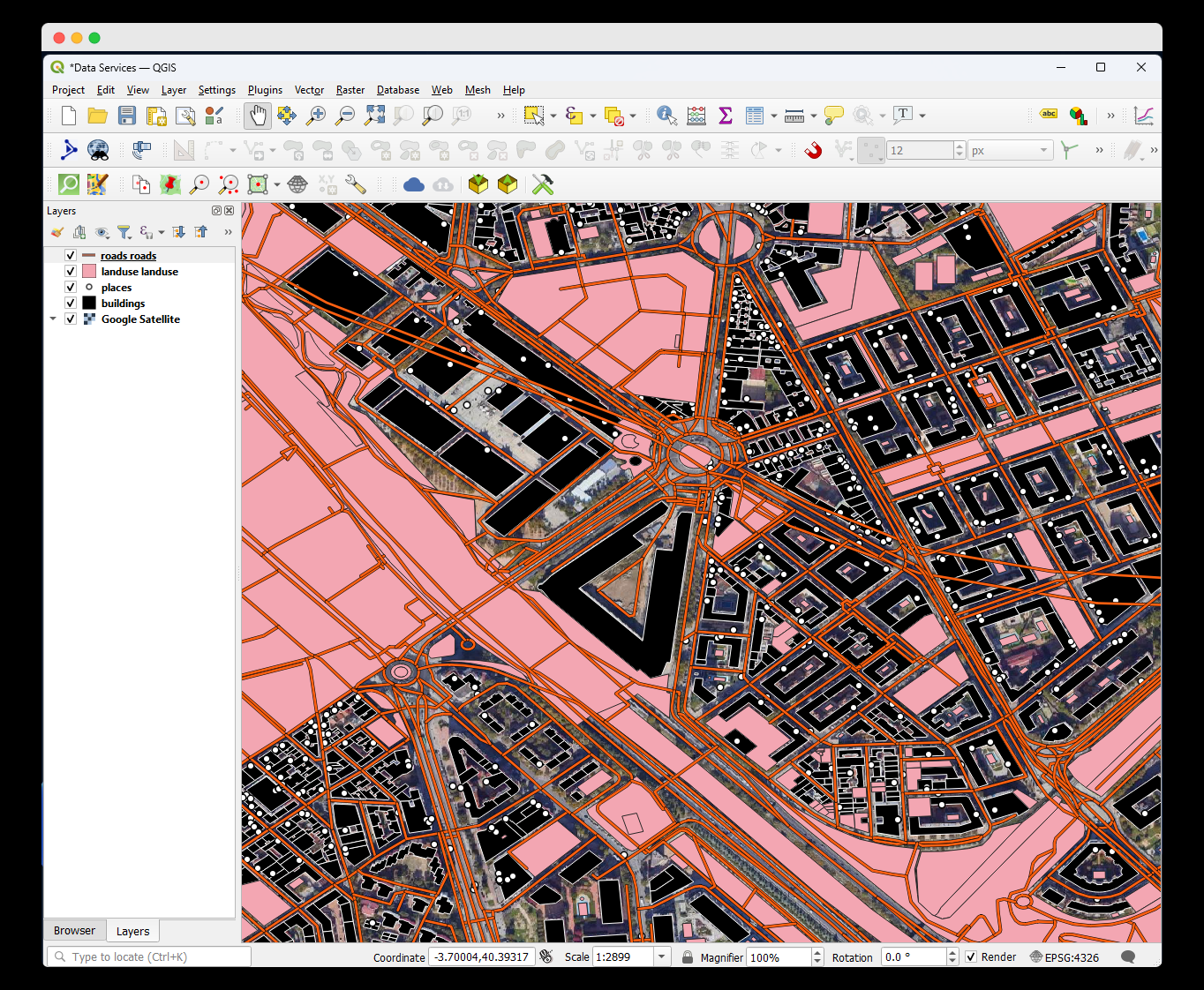Preview of the data in QGIS