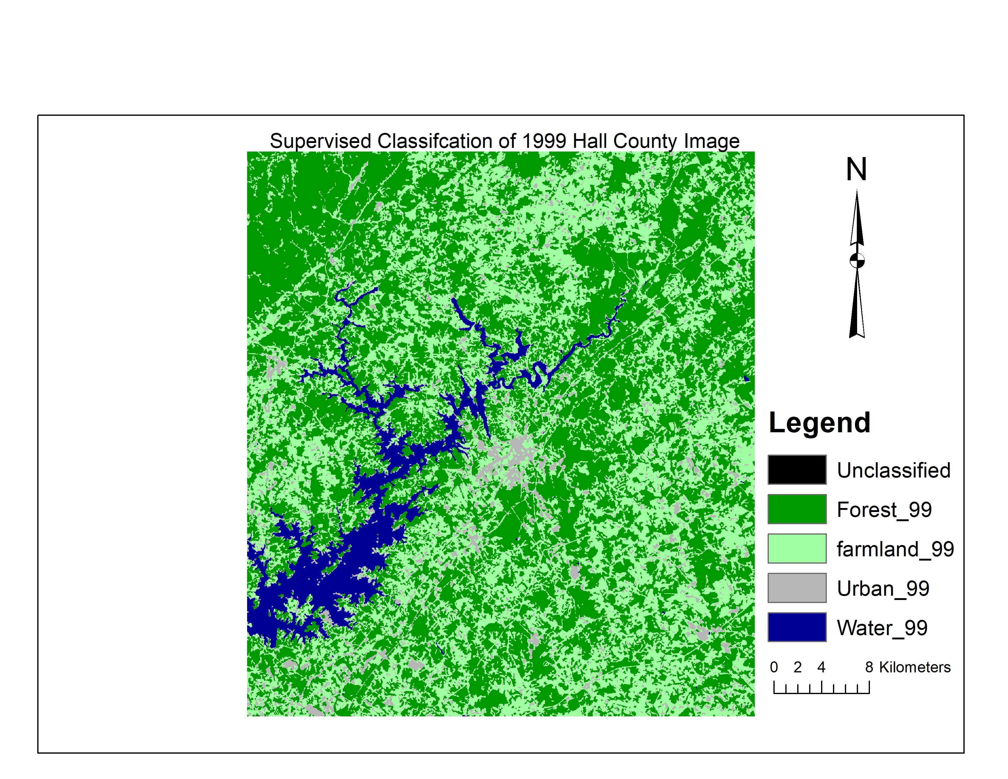 Supervised Classification Map of Hall County, Georgia