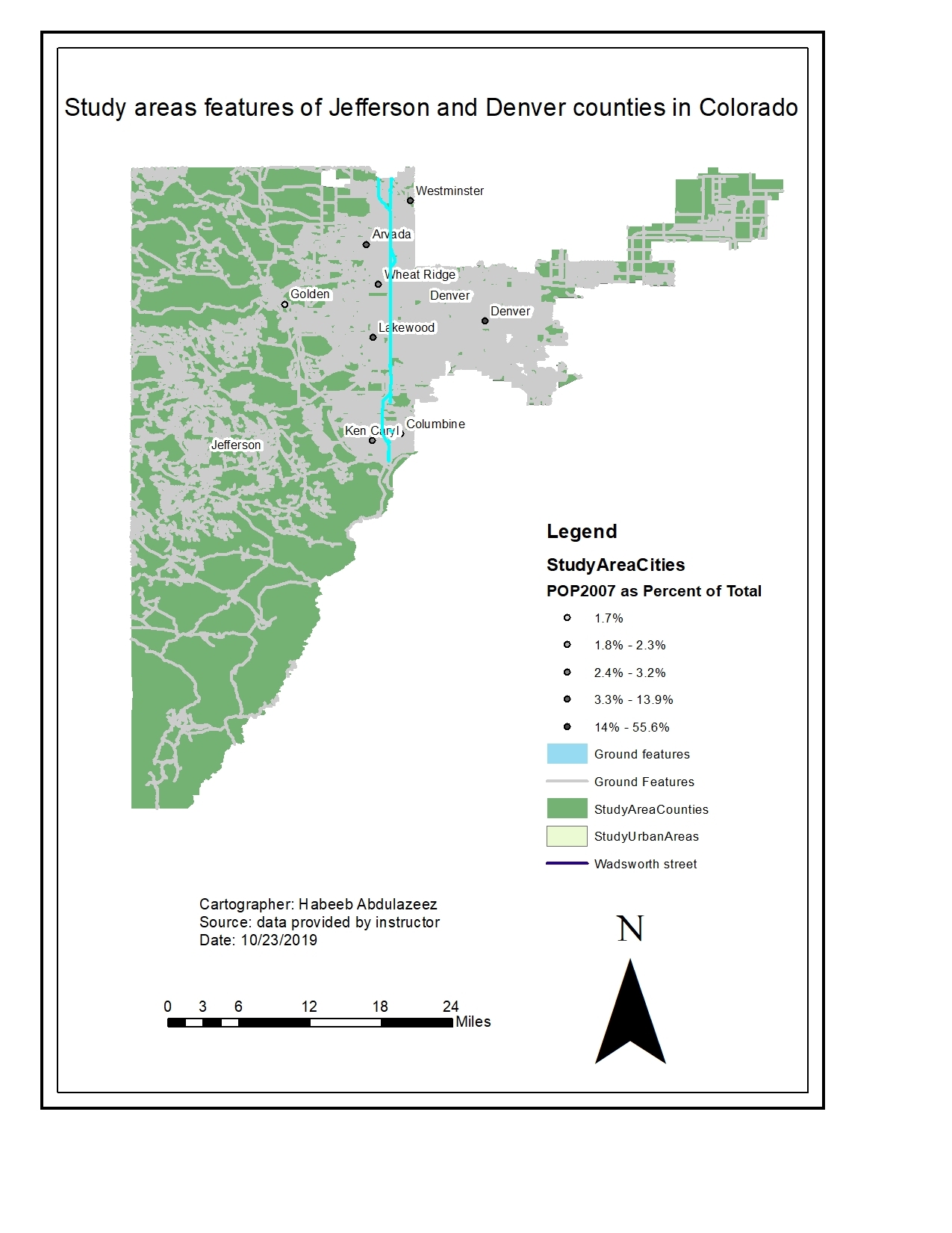 Study region for Colorado counties