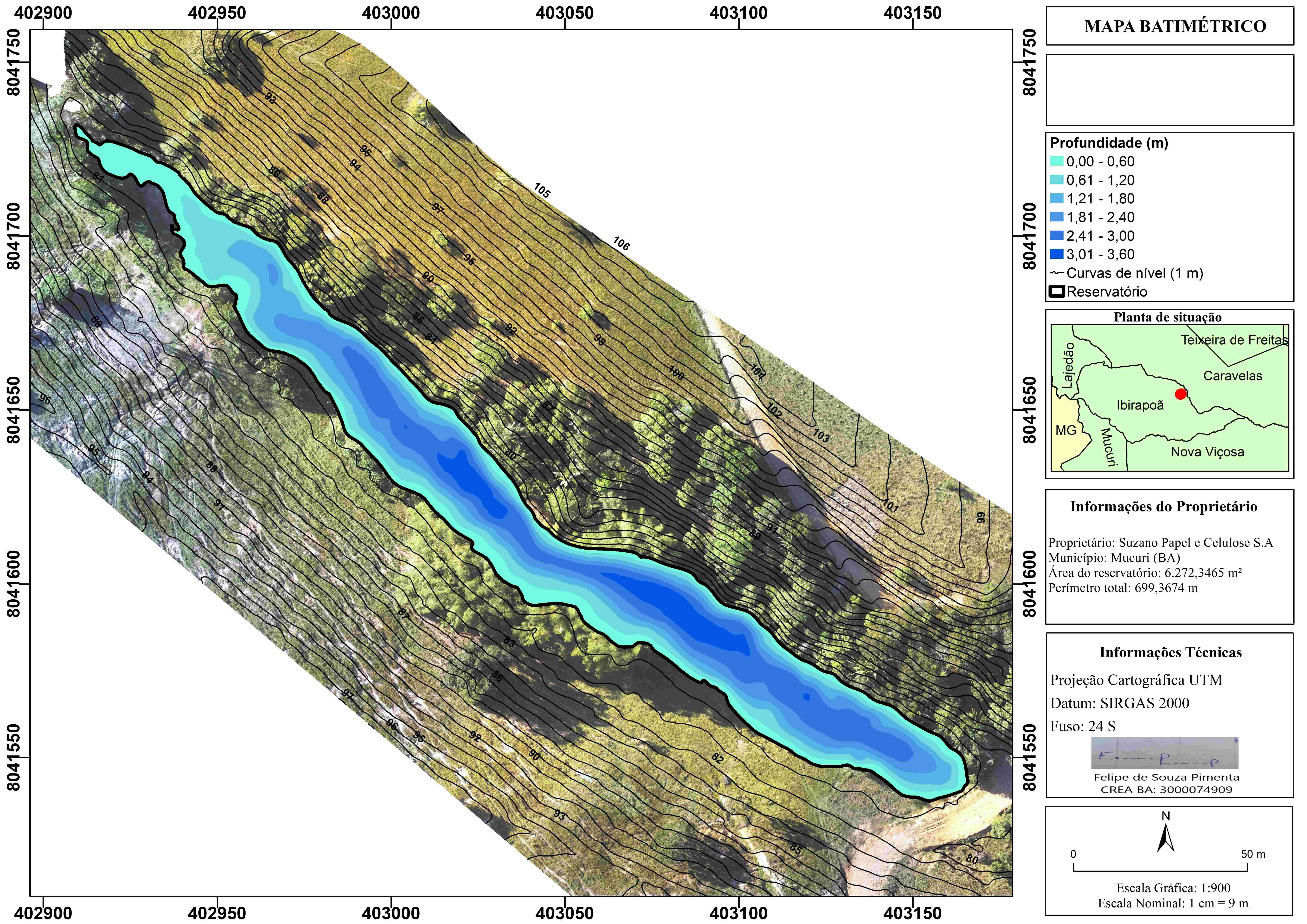 Mapa Batimétrico de reservatório