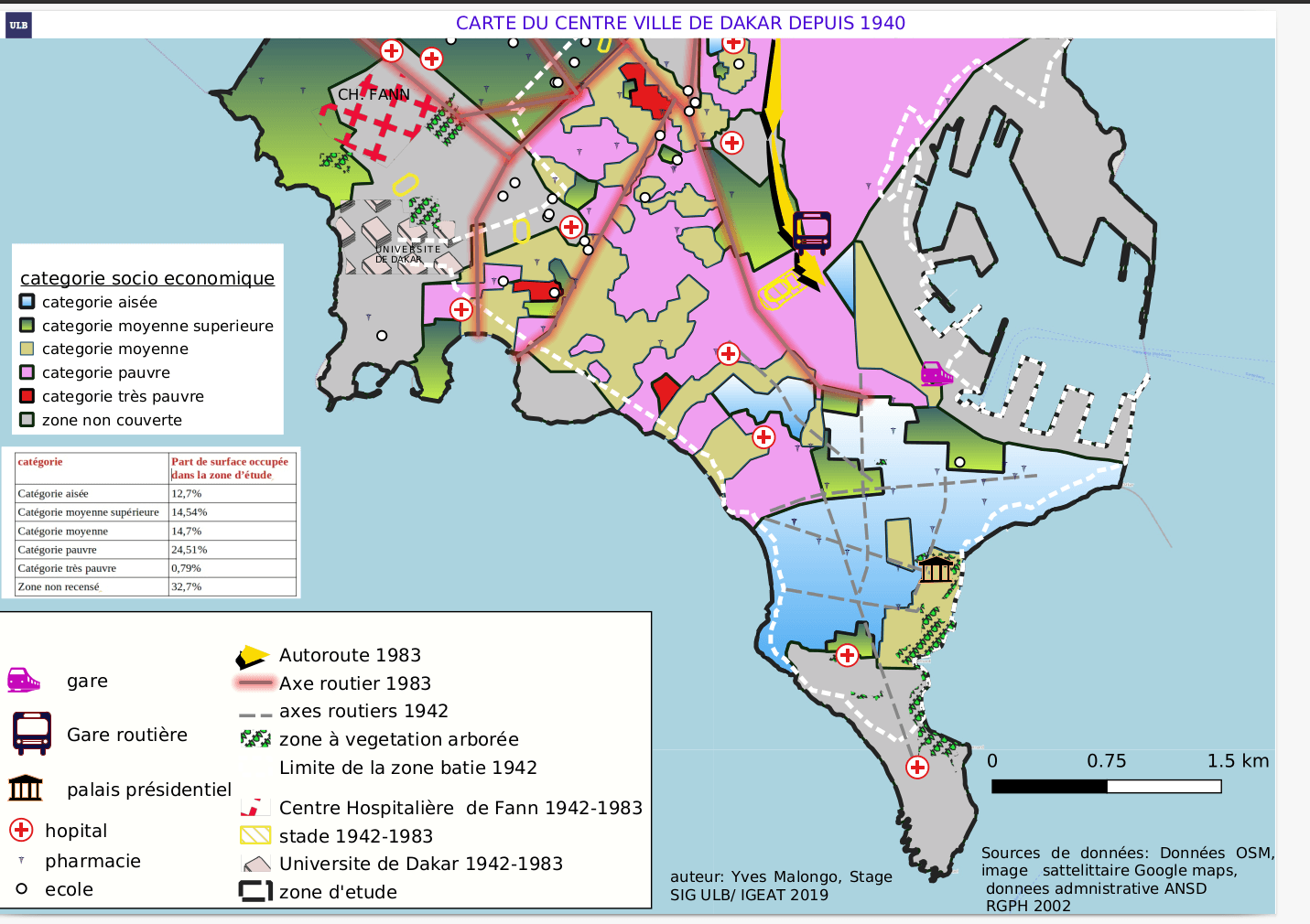 Evolution spatio-temporelle de la ville de dakar depuis 1983, 1945 à 2020