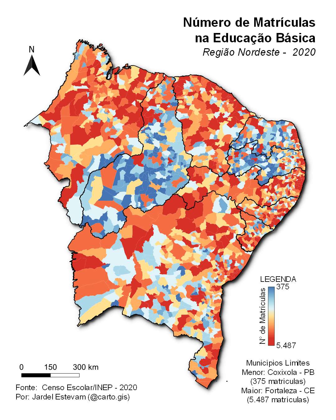 Mapa coroplético da educação básica