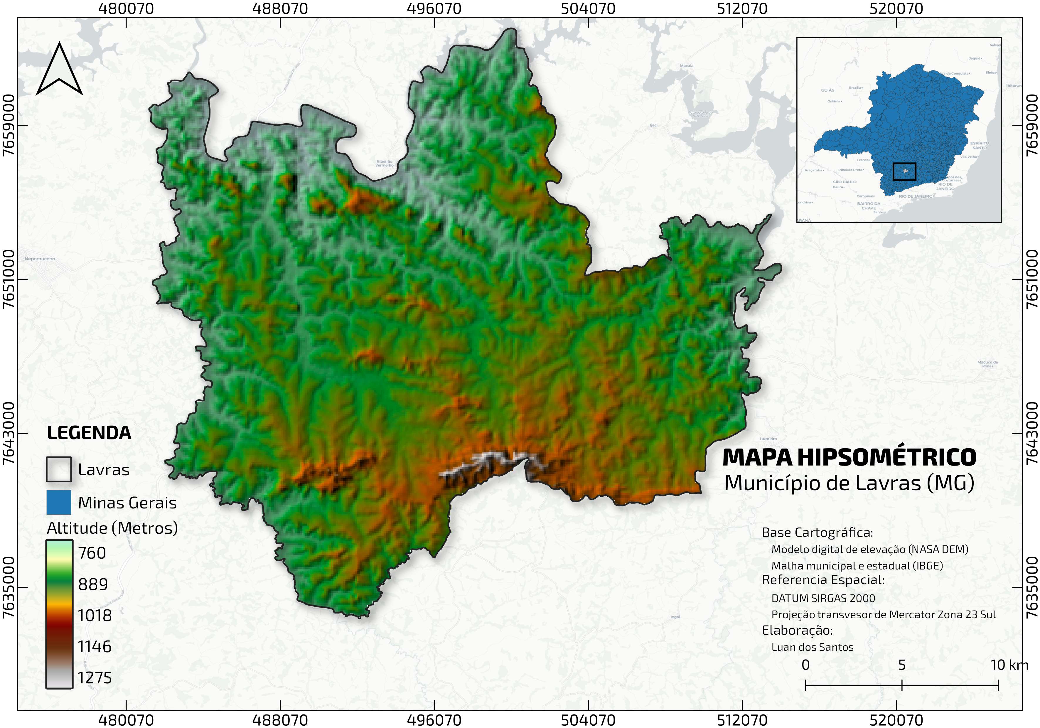 Hipsometria Município de Lavras (MG)