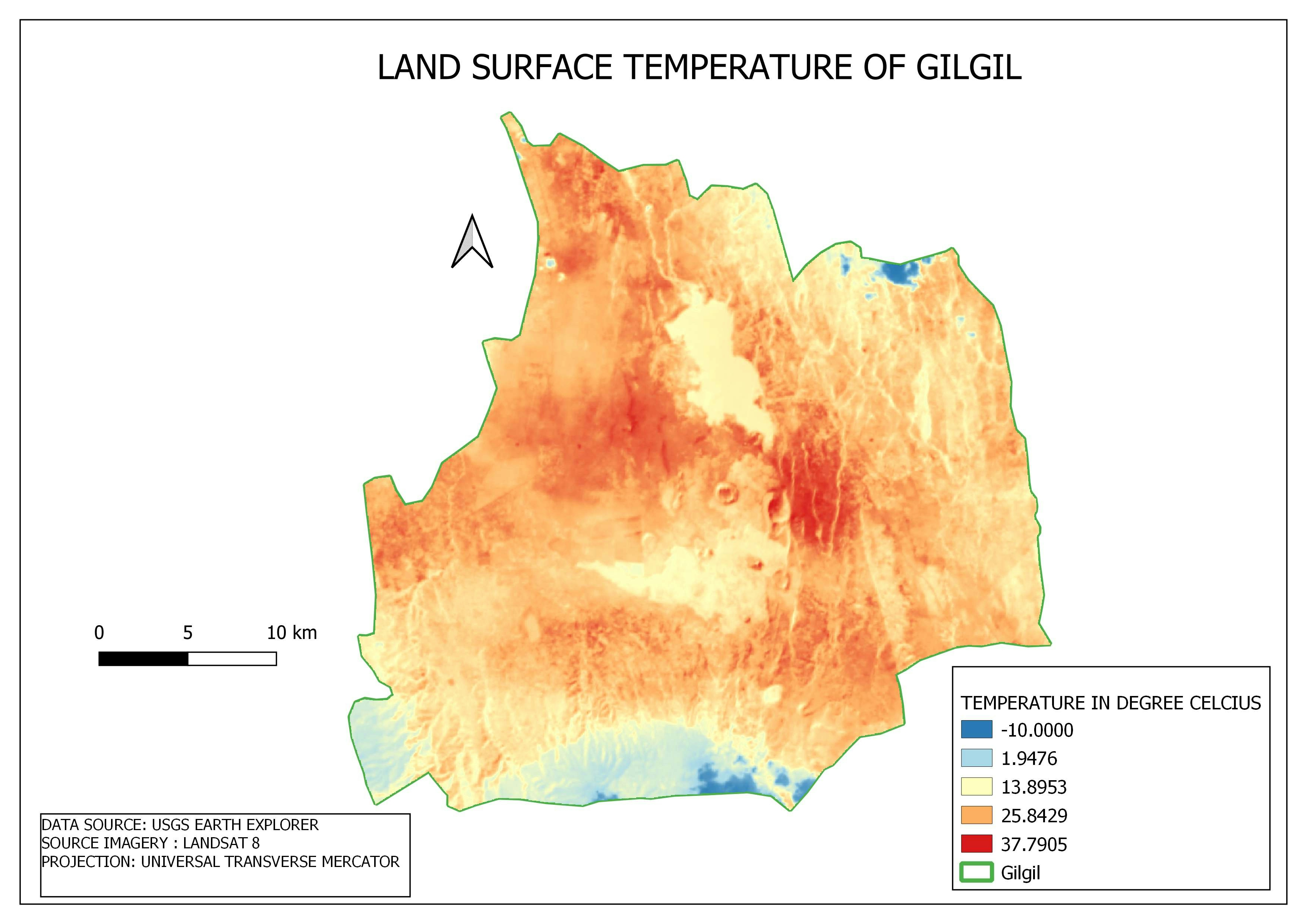 LAND SURFACE TEMPERATURE MAP FOR GILGIL