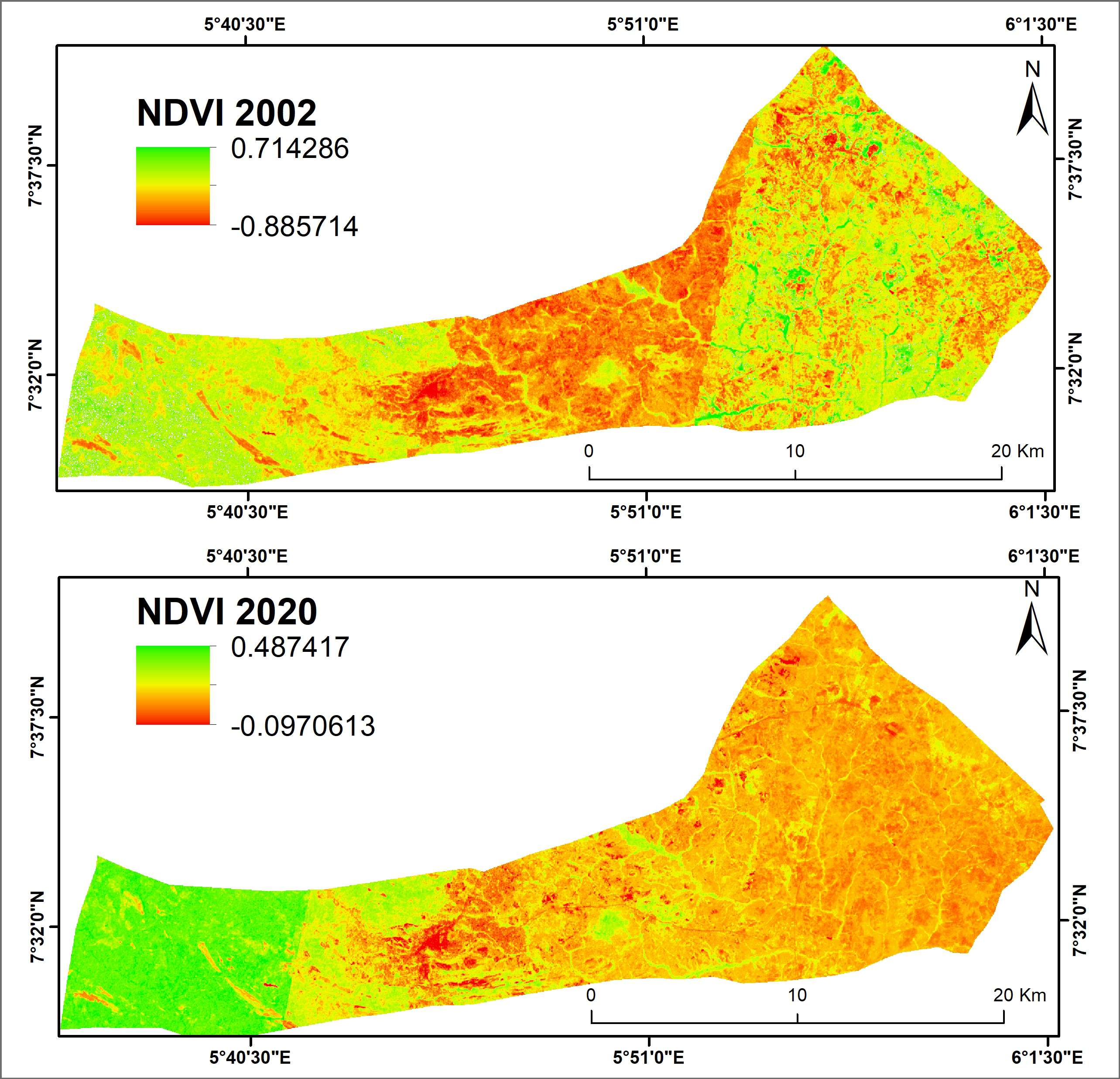 NDVI map of Akoko Northeast
