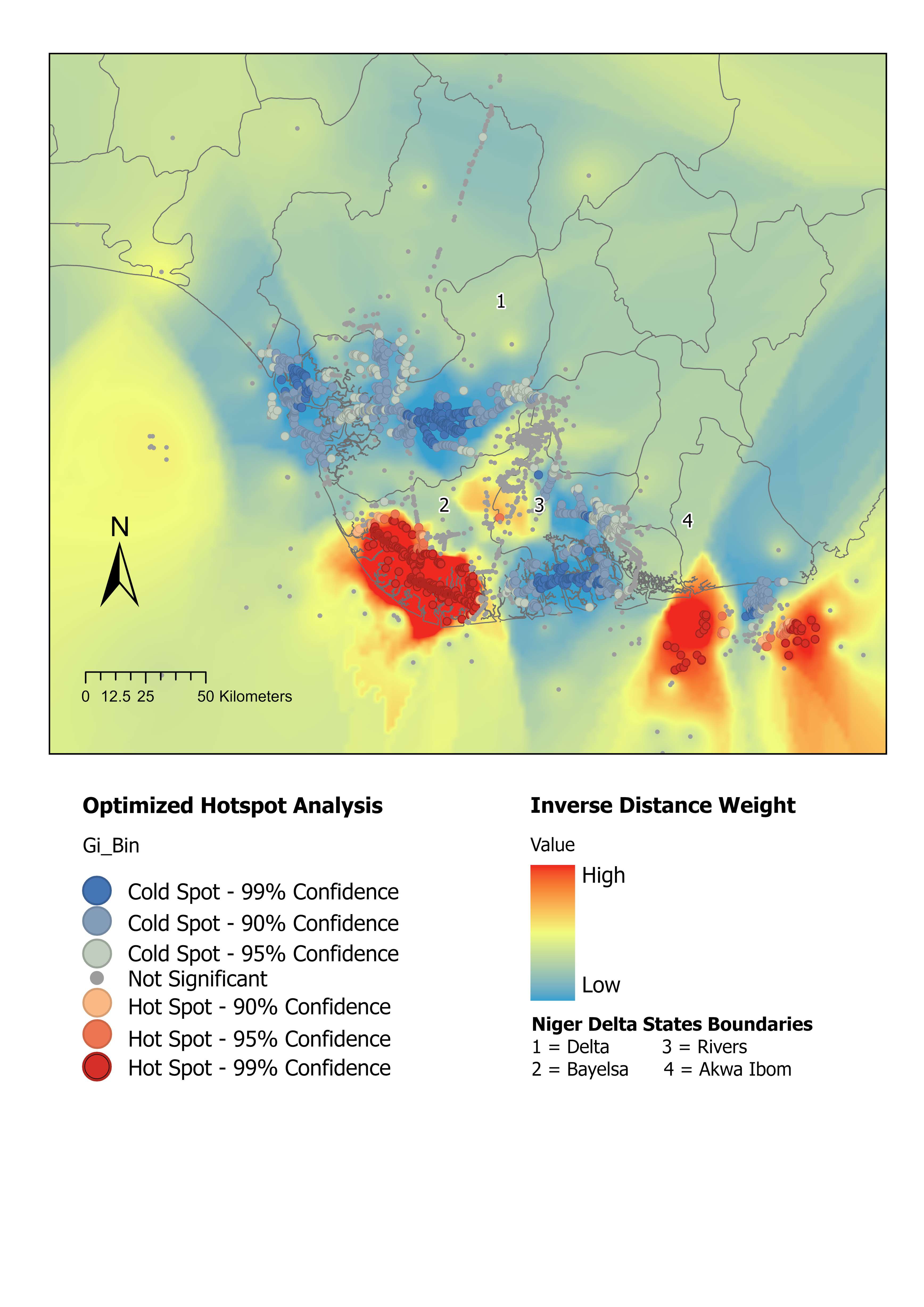 Oil spill hotspots in Nigeria