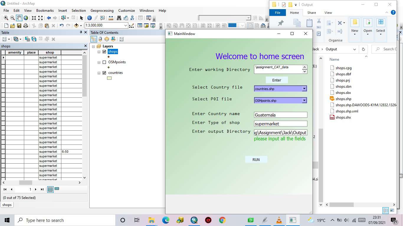 Python script using GUI