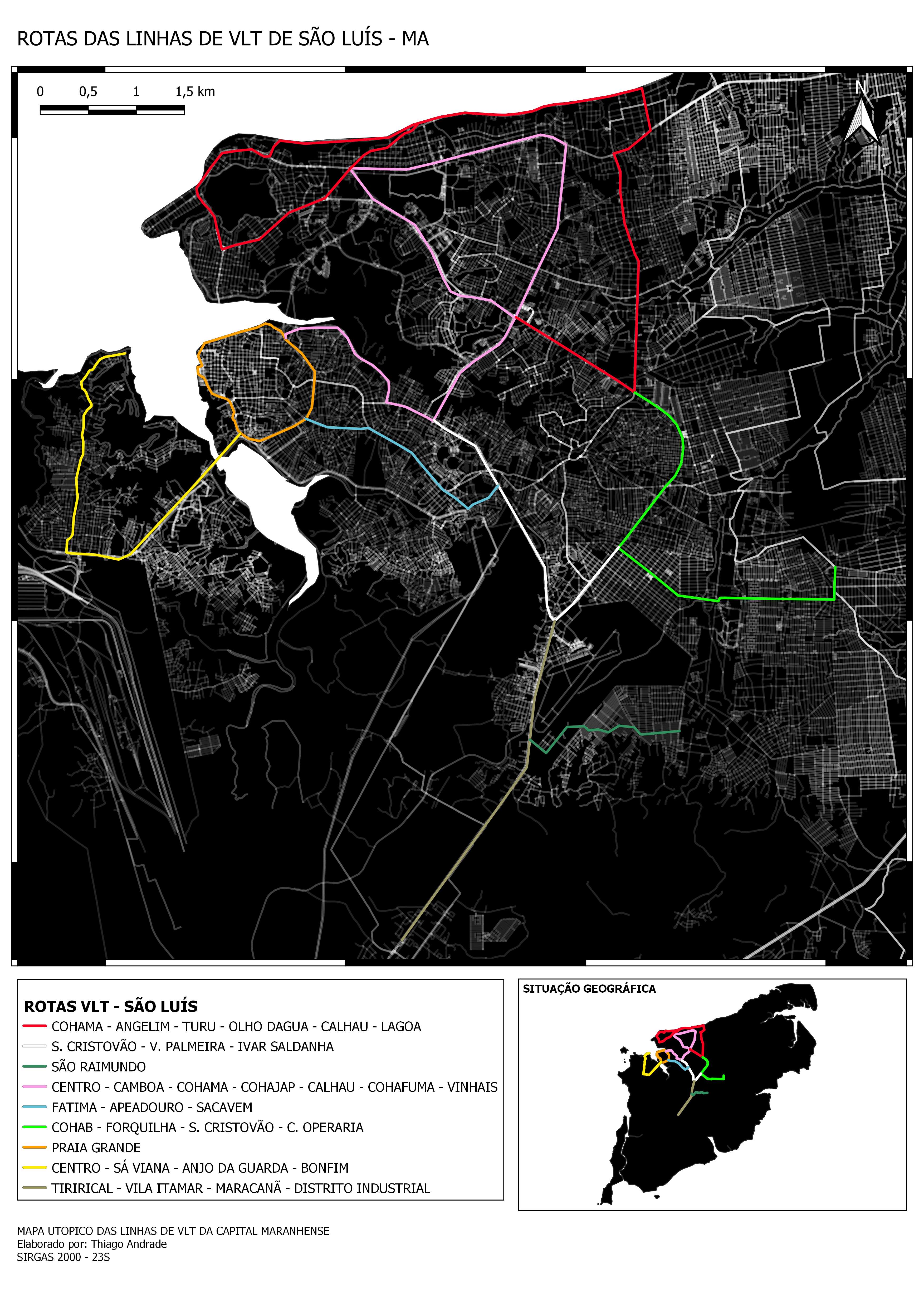 Linhas utopicas de VLT de São Luís - MA