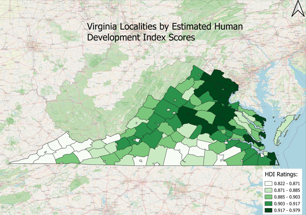 Virginia Localities Estimated HDI