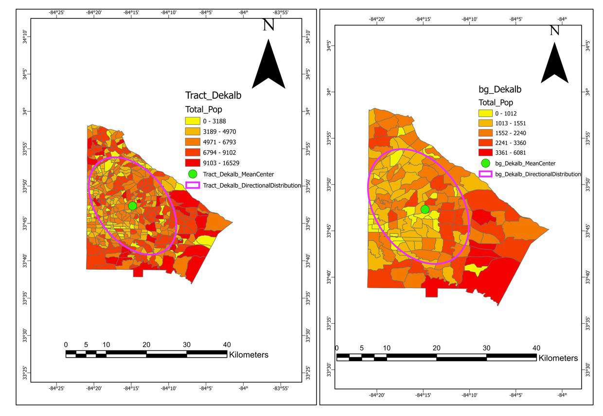 Map of Tract and census population data