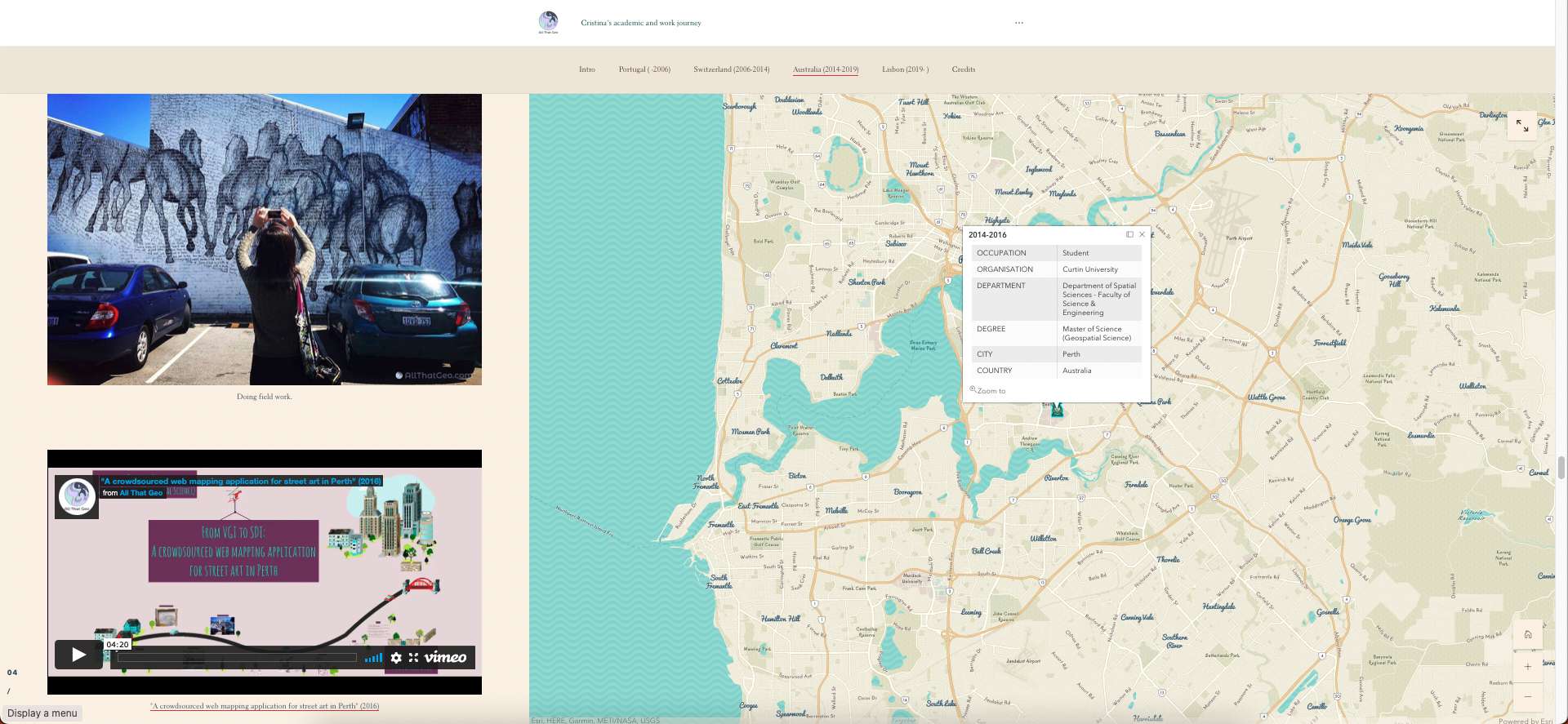 CV/resume in story map format
