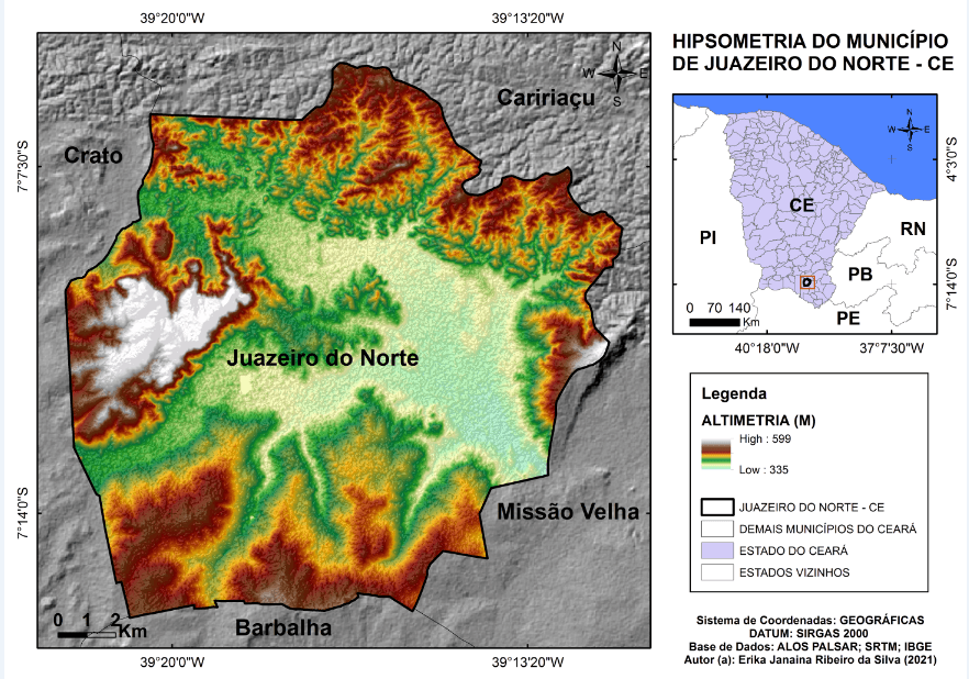 Altitude do Relevo de Juazeiro do Norte