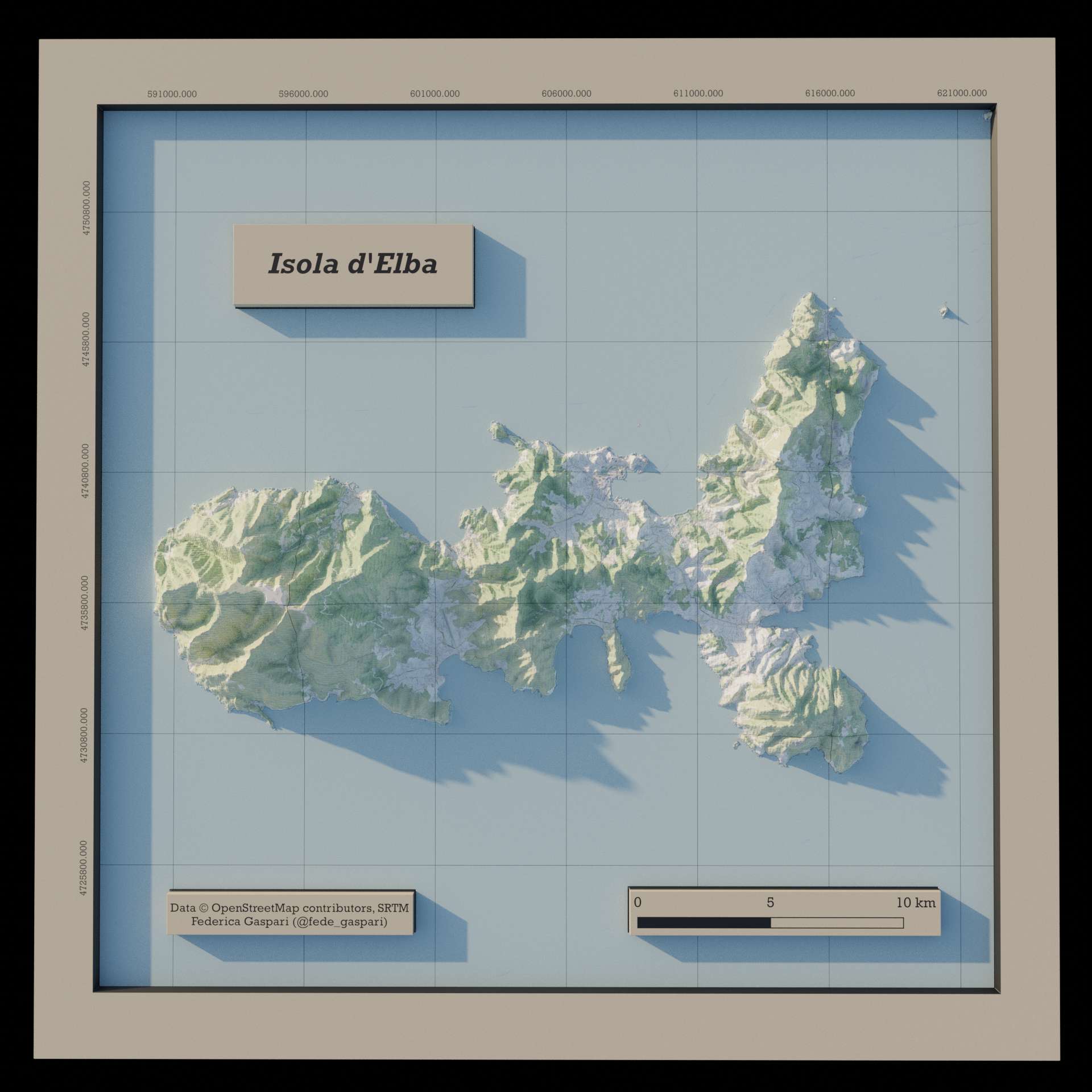 Isola d'Elba - Shaded Relief