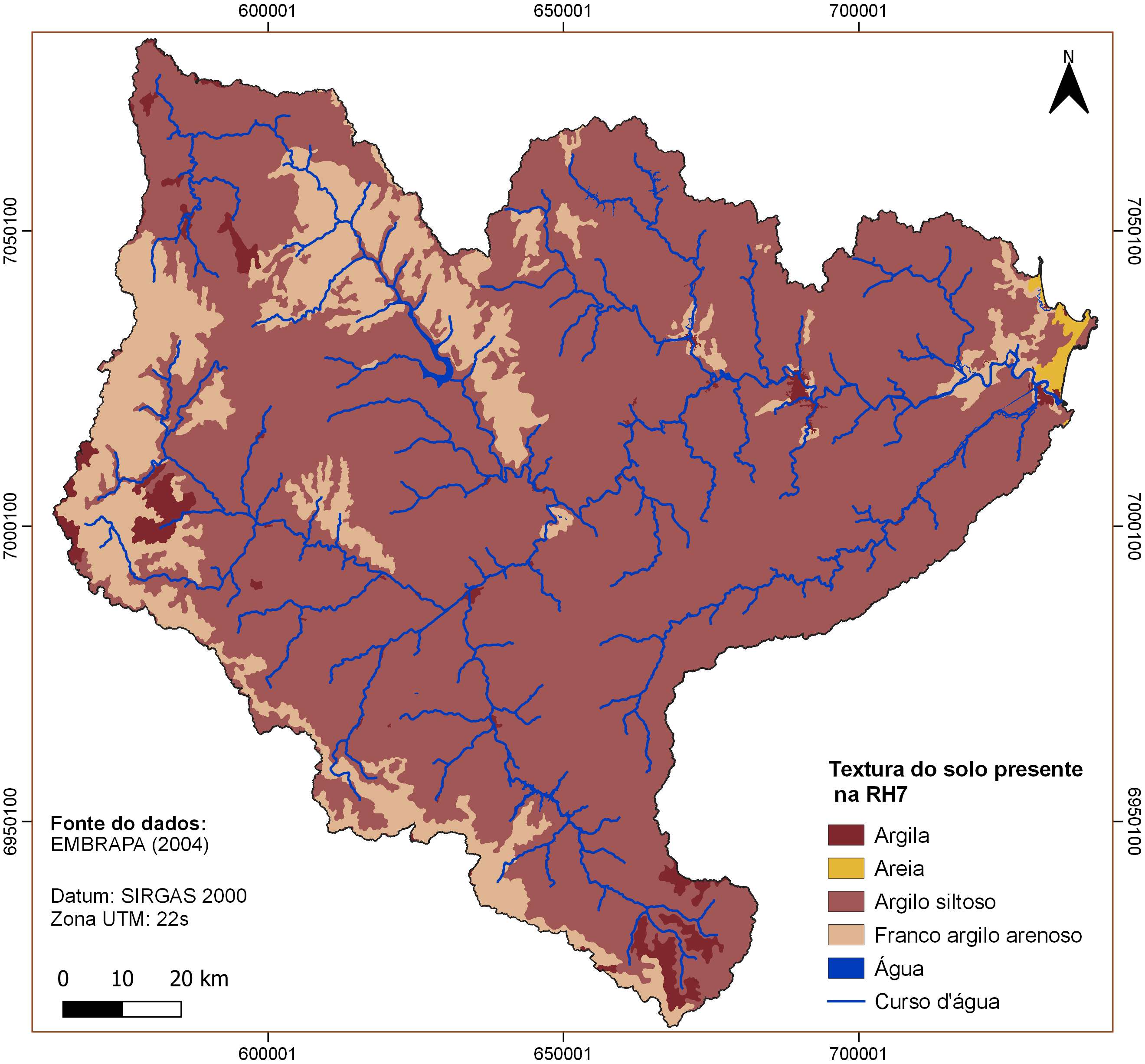 Soil map of the RH7, SC, Brazil