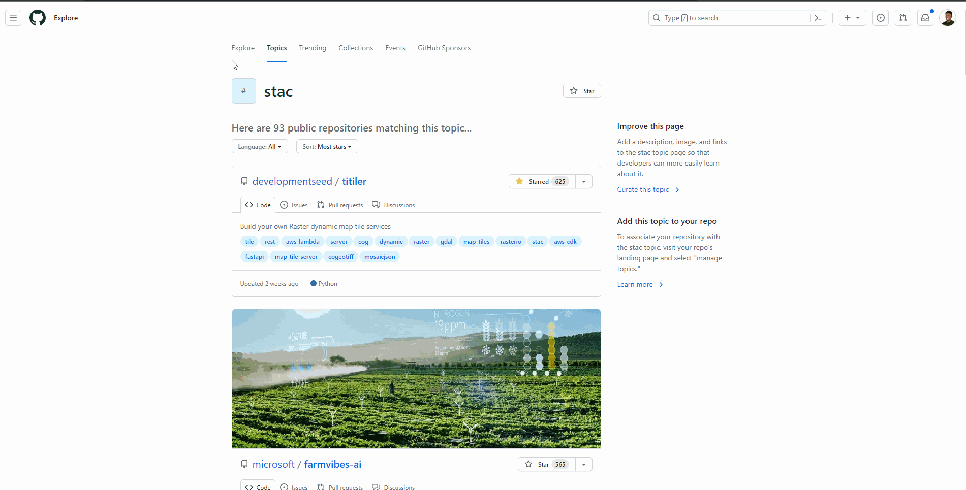 STAC on GitHub Topic