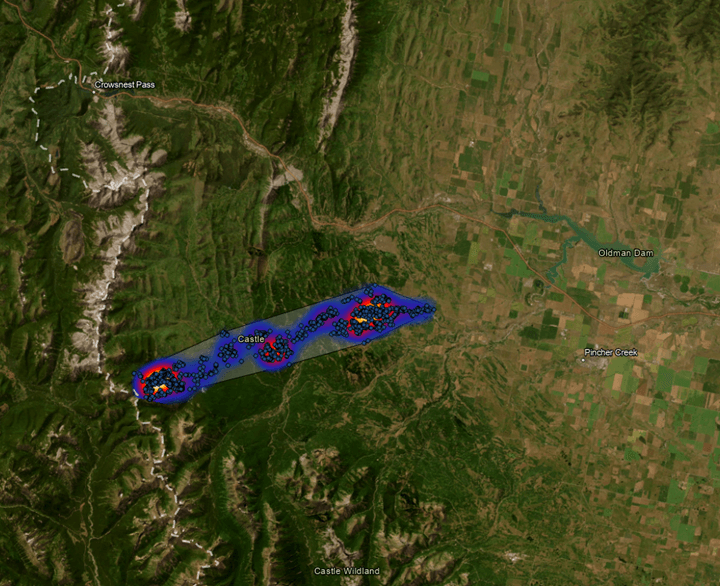 ELK #846 Home Range With Hybrid Map Layer