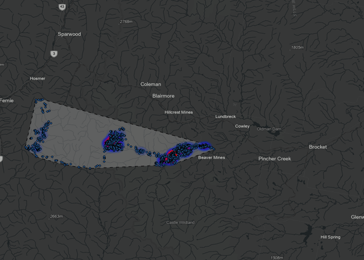 Elk #876 Home range and Hotspot analysis