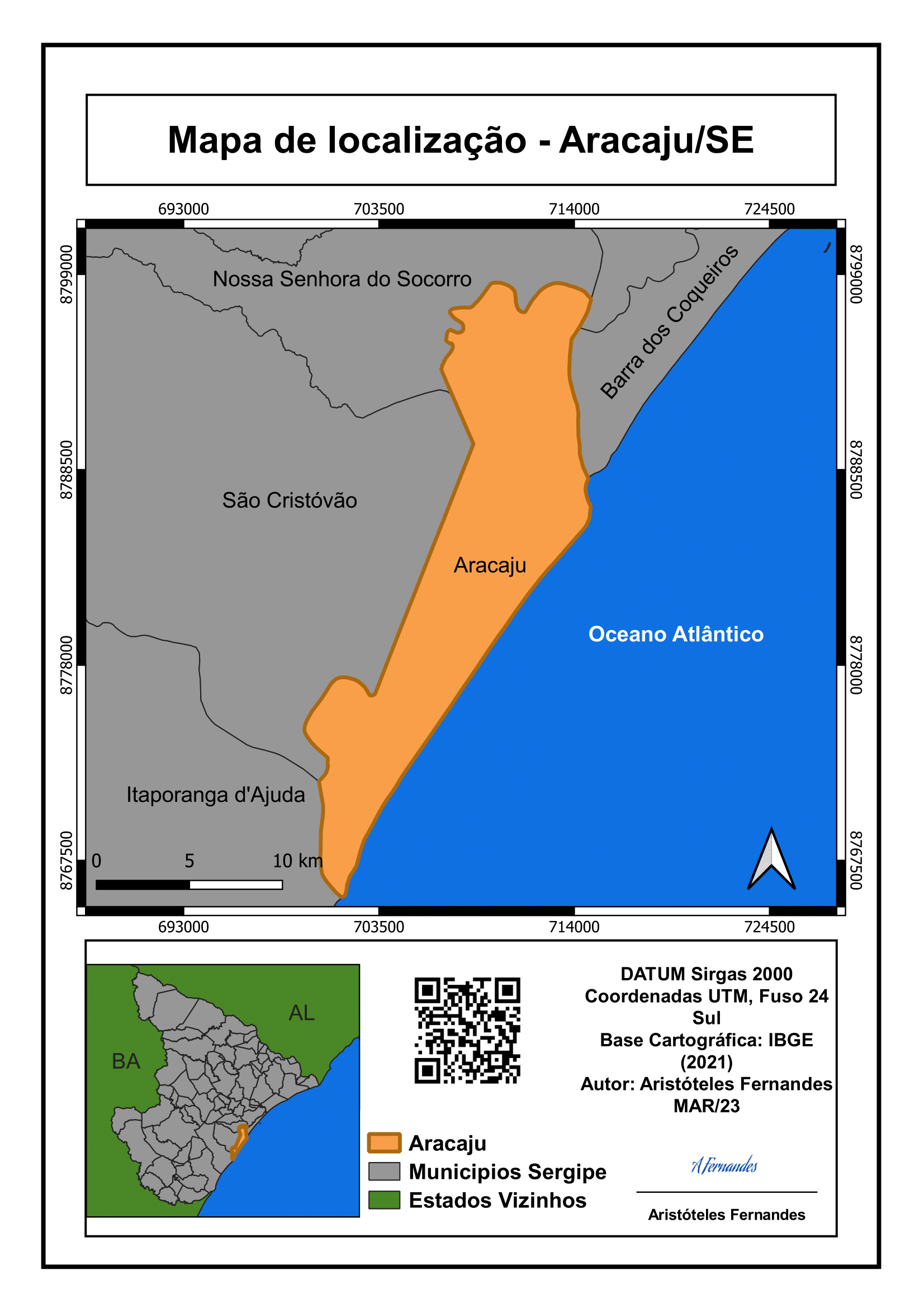Mapa de localização Aracaju/SE