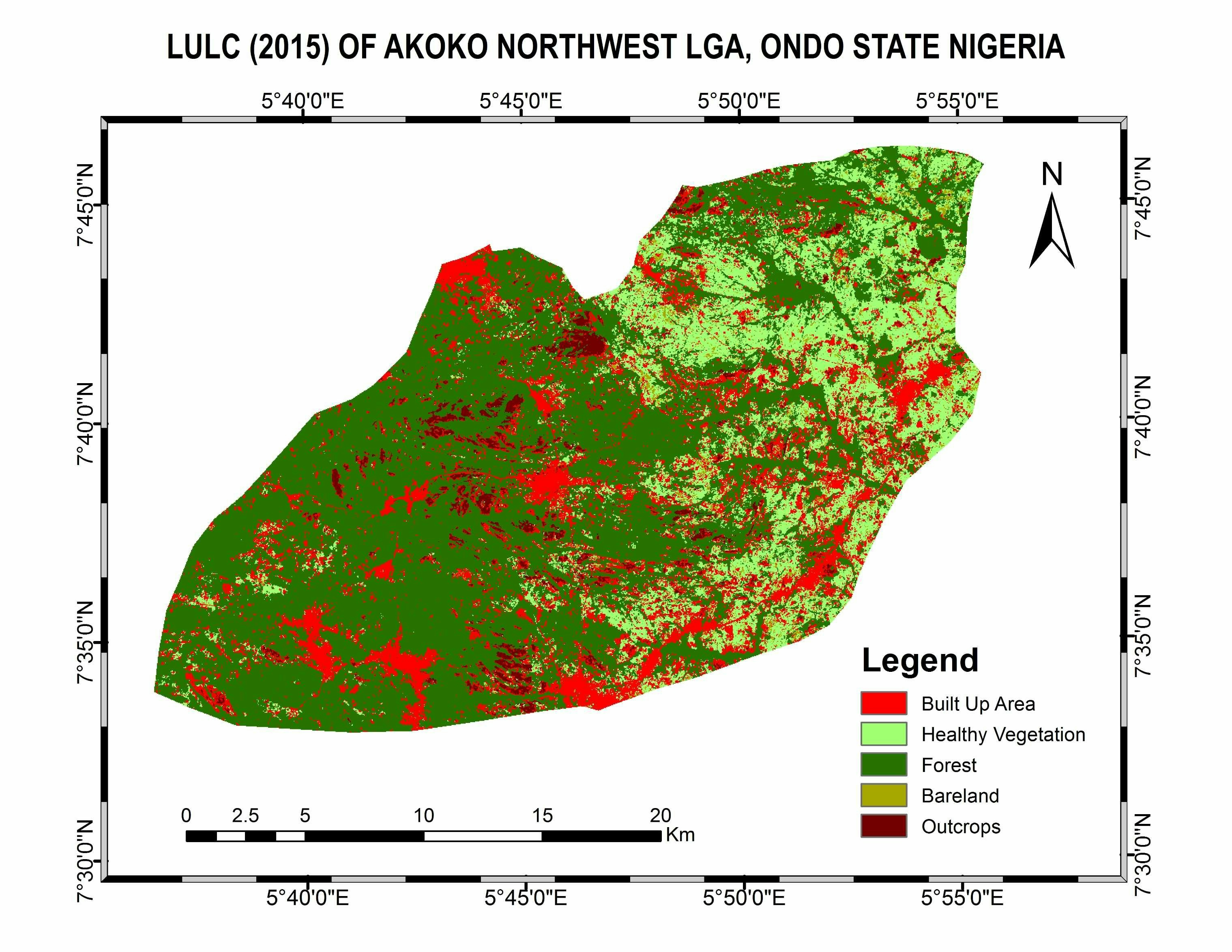 (LULC) Akoko NW Ondo State Nigeria 2015