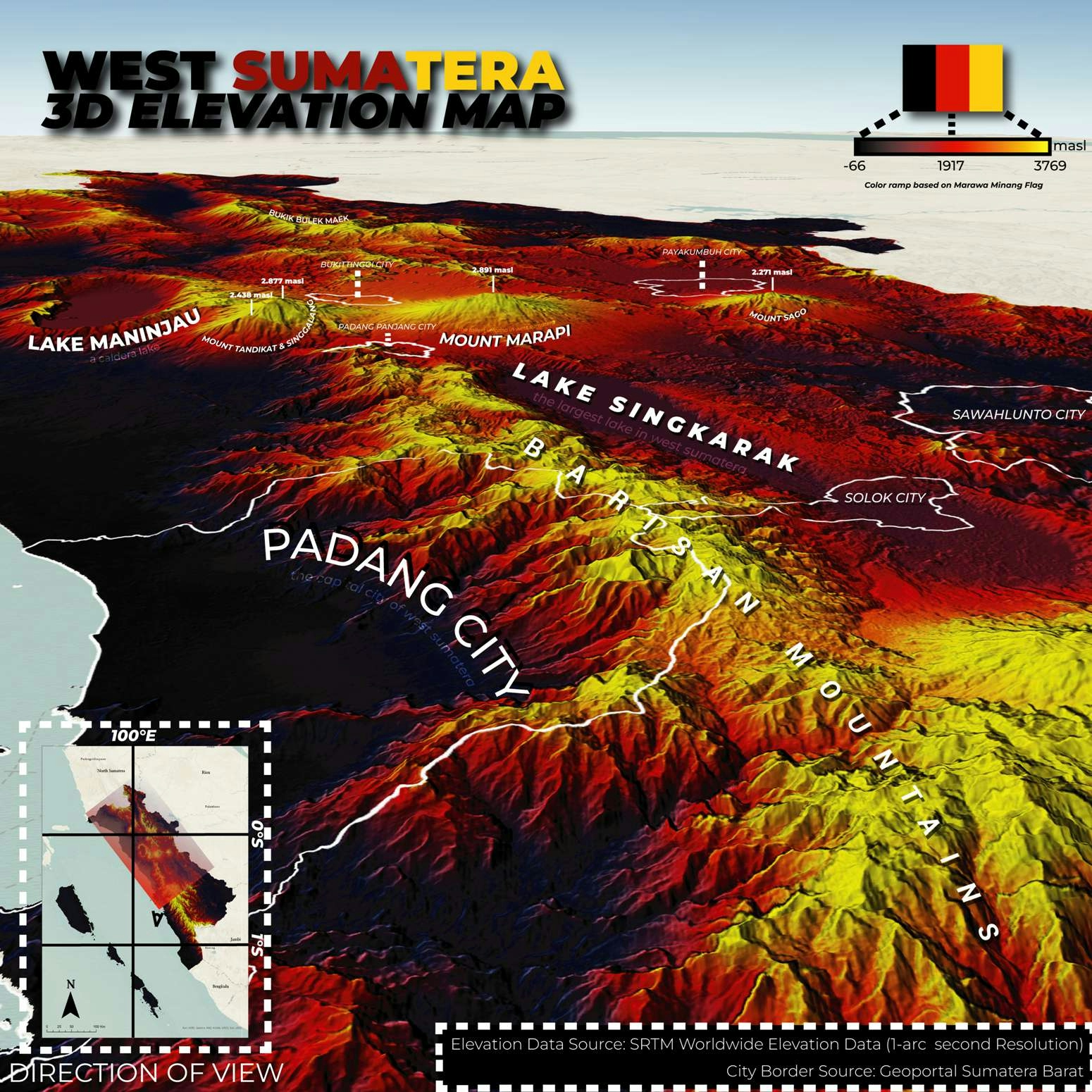 3D Elevation Map of West Sumatera