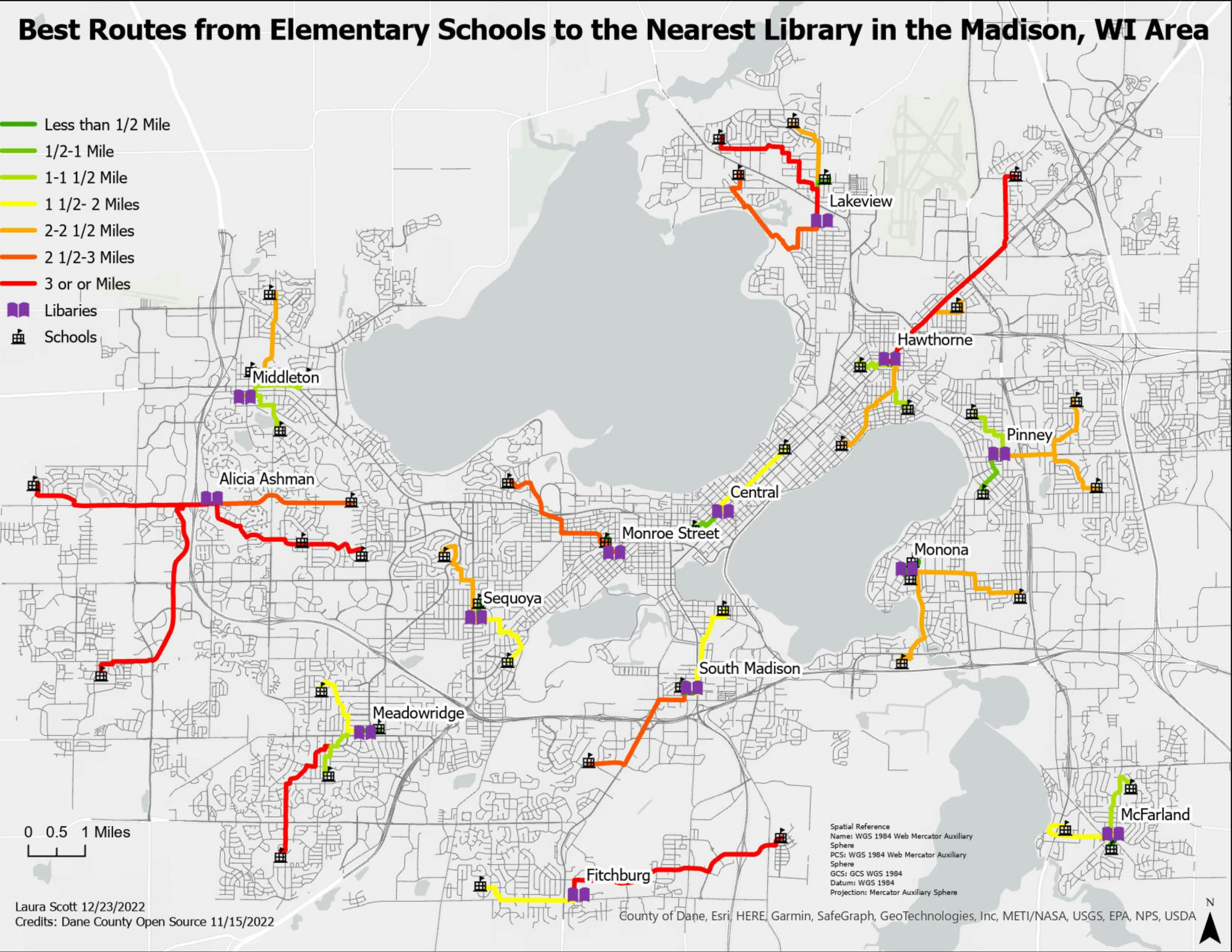 Elementary Schools to Libraries Routes