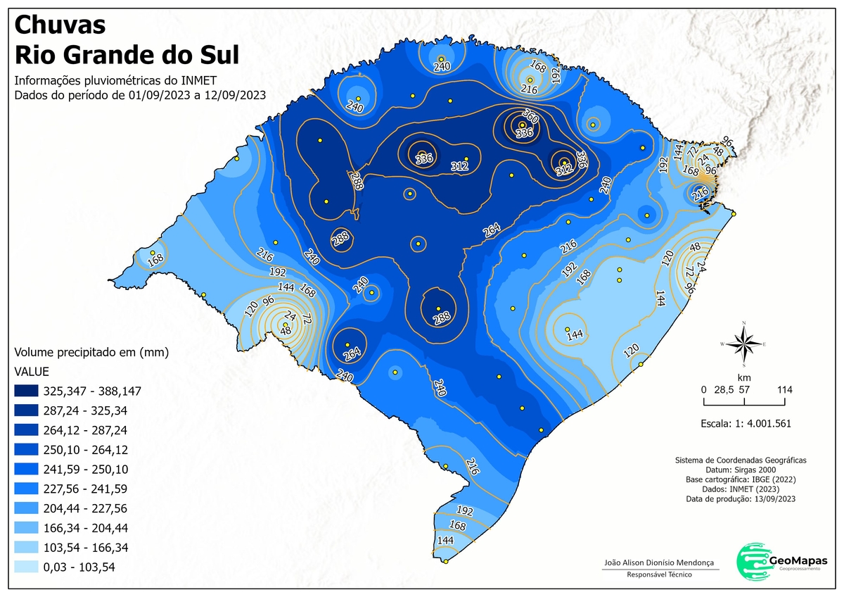 Mapa de Precipitação - RS | Spatialnode
