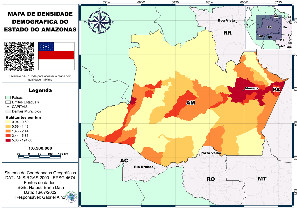 Densidade demográfica do Amazonas | Spatialnode