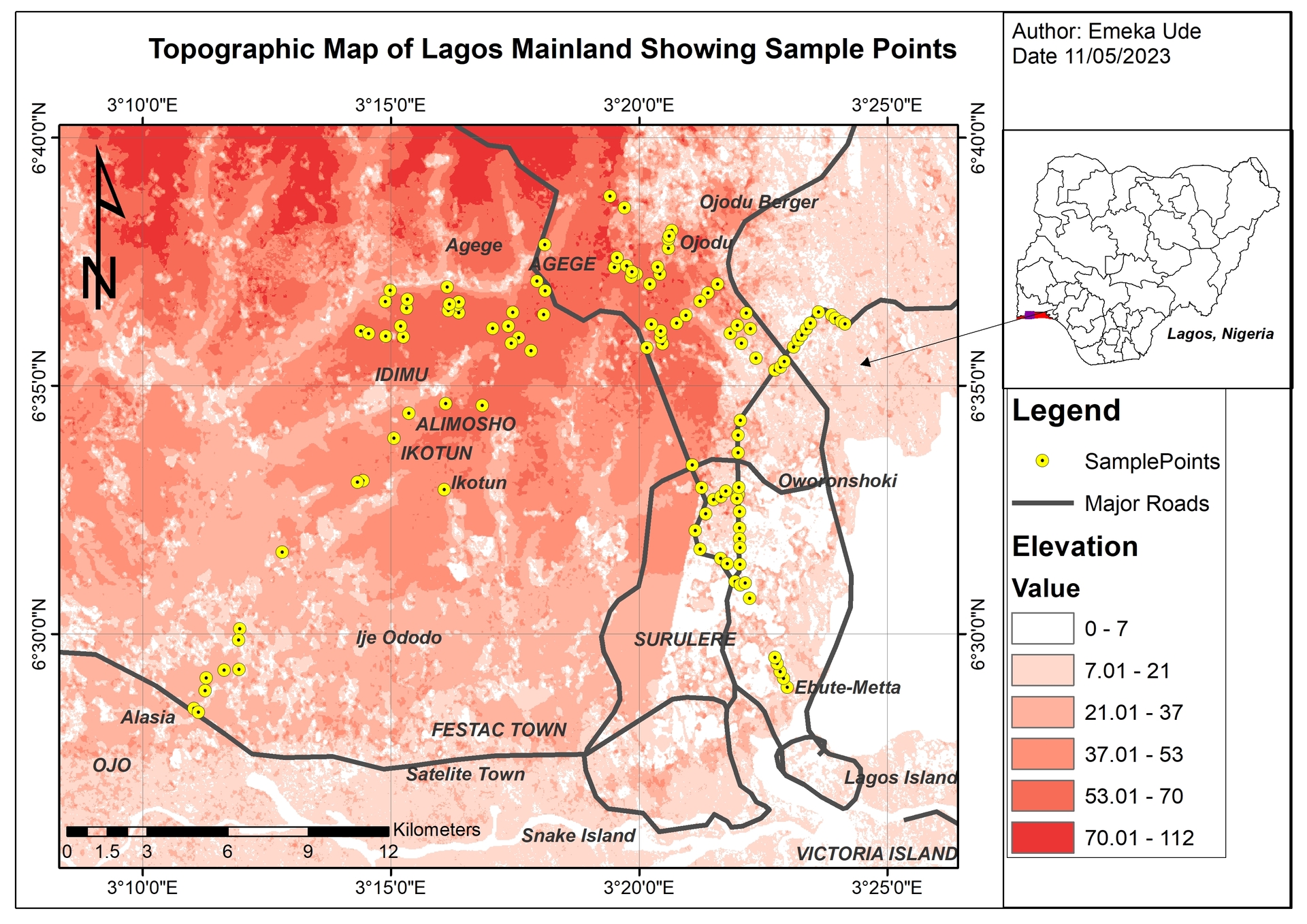 Topographical Map of Lagos Mainland | Spatialnode